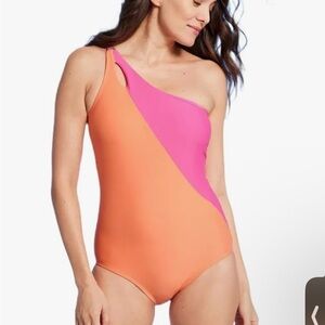 Lands' End UPF 50 Full Coverage Tummy Control One Piece Swimsuit Size Medium